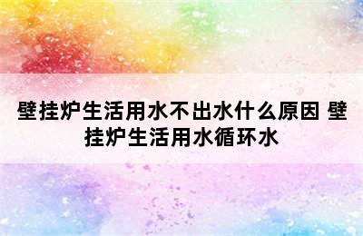 壁挂炉生活用水不出水什么原因 壁挂炉生活用水循环水